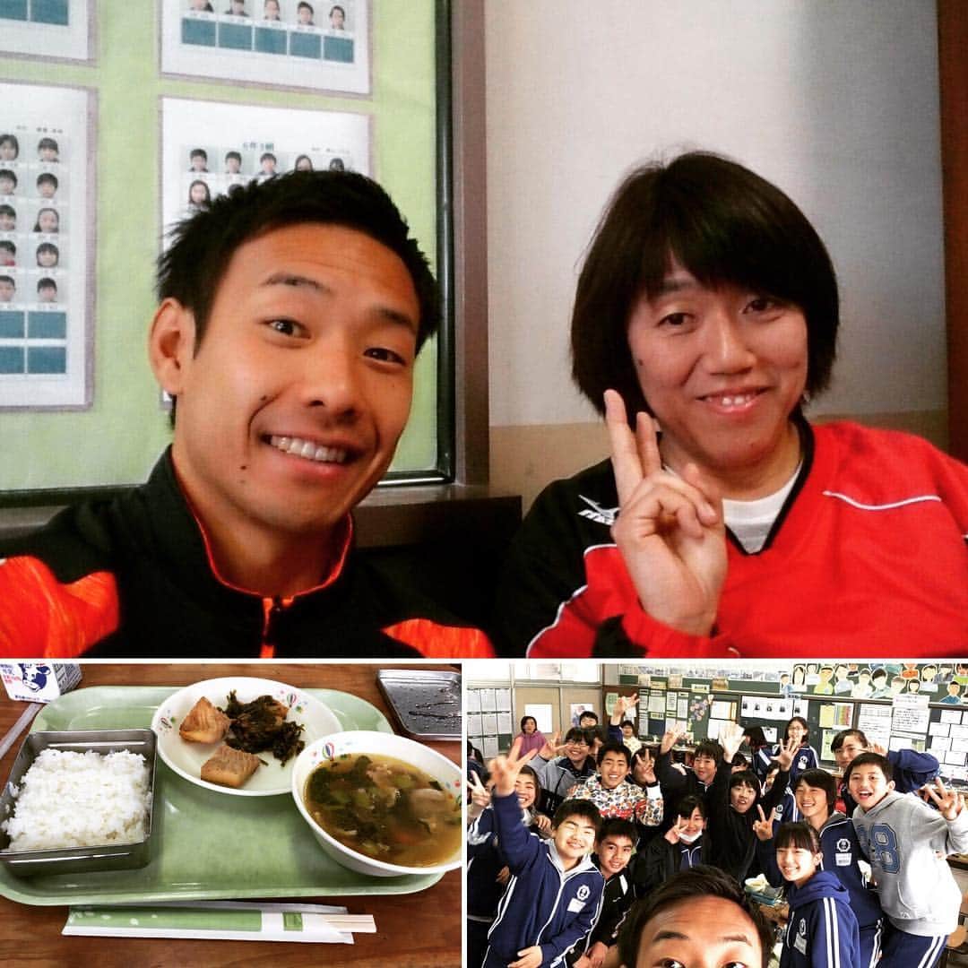 石塚祐輔のインスタグラム：「今日は小学校での講演と陸上教室でした。 小学校時代にお世話になった先生にお話をいただき実現しました。感謝。 #石岡南小学校 #講演 #陸上教室 #三輪先生 #小学校時代の #恩師」