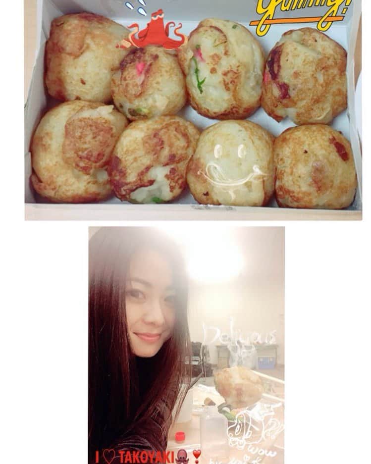 倉木麻衣のインスタグラム：「大阪で何か食べましたか？と質問して下さる方もいて、私の食べた物で喜んで下さるなら‥では、お答えさせて頂きます💦☺️ 今回、大阪のイベントにて、 大好きな、たこ焼き❤️を沢〜山頂けました！ タウリンパワー‼️✨で、スタミナ持続し✊🏻 心もお腹も... たこ焼きで多幸が訪れました✨  ありがとうございました😊」