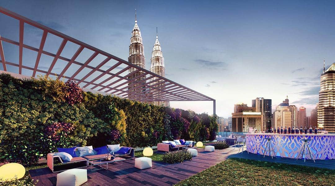 NuPropのインスタグラム：「Live where you'll have the view of your dream. 🎆 #nuprop #malaysiaproperty #kualalumpur #klcc #rooftop」