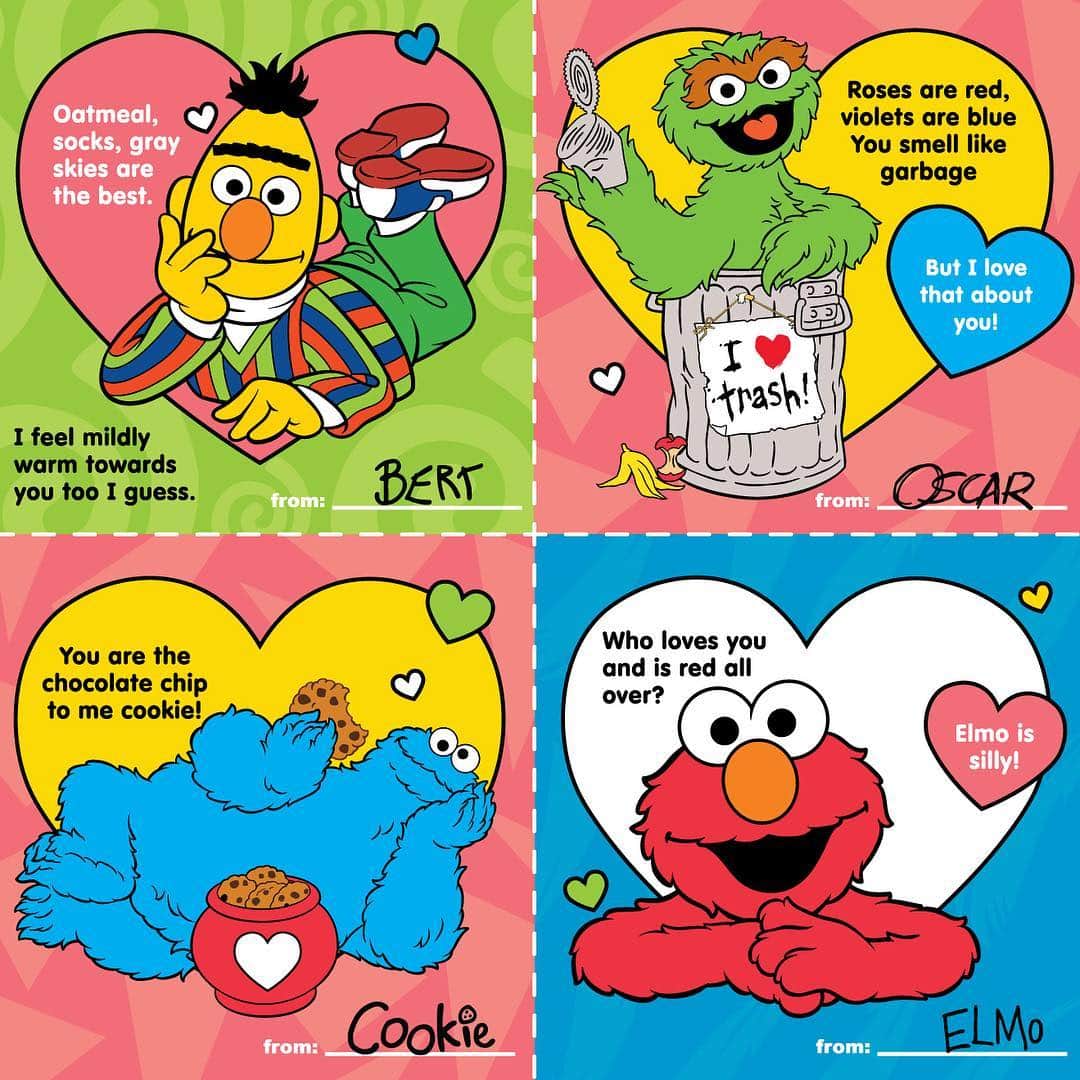 セサミストリートさんのインスタグラム写真 - (セサミストリートInstagram)「Let's spread kindness and laughter this #ValentinesDay ❤! Take a look at these cards from your favorite furry friends! #ShareTheLaughter」2月15日 0時58分 - sesamestreet