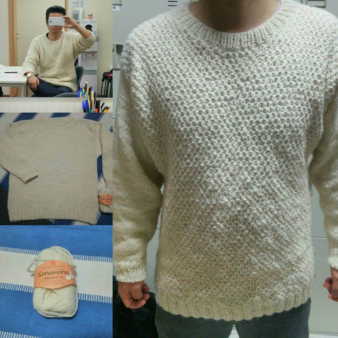 アイパー滝沢さんのインスタグラム写真 - (アイパー滝沢Instagram)「編み物作品23 2月の新作セーター。 適当にサイズ図ったから大きめに仕上がったホゥ。ムショにいる親分に早くプレゼントしないと。ホゥ。 #編み物 #handmade #knitting #セーター #ハマナカソノモノアルパカウール #クロバー針 #ハマナカ毛糸」2月14日 21時31分 - t.aipa