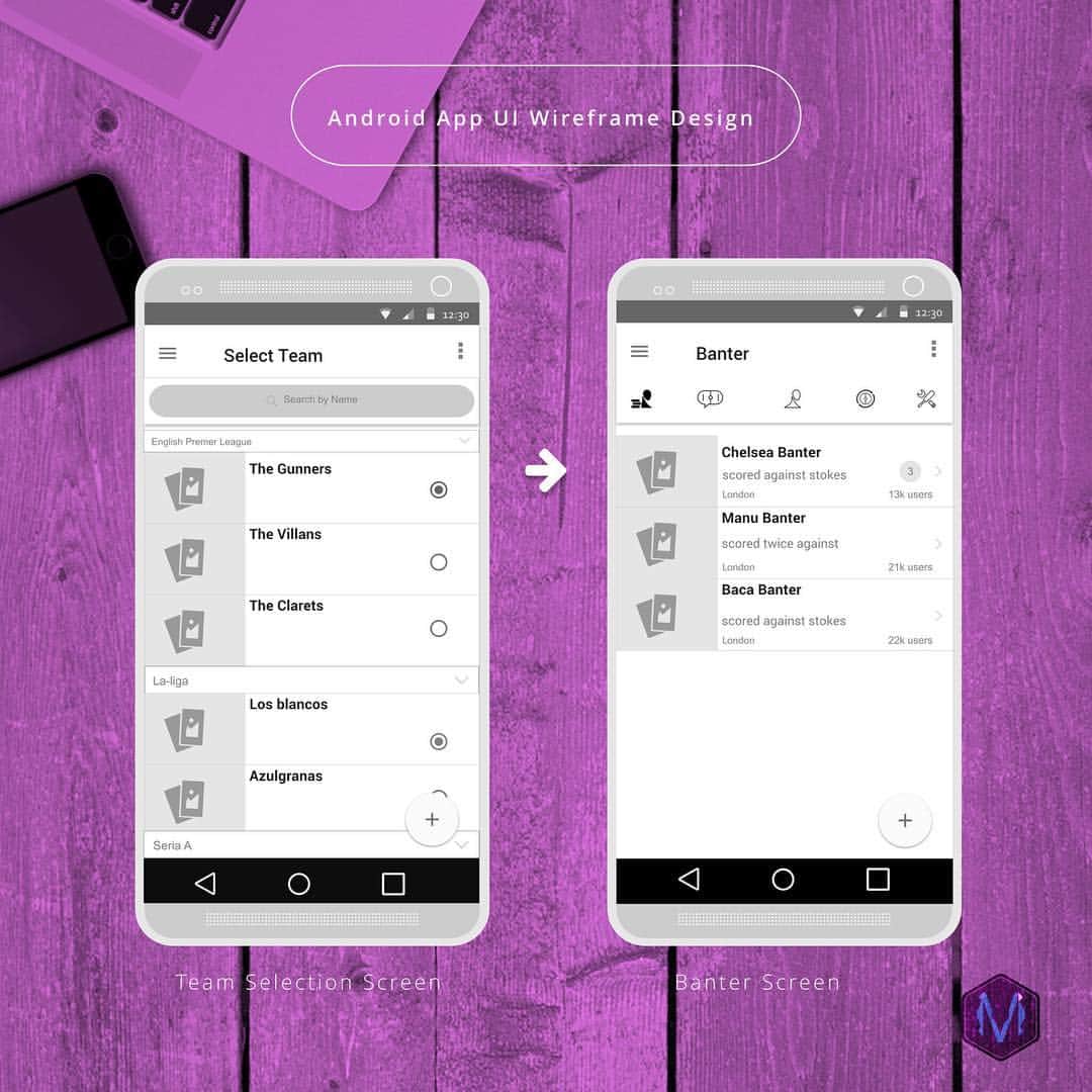 のインスタグラム：「Android UI Wireframe smartphone  Design -  Team selection screen - 📱🖋✍🏿️✏️📐🏳️‍🌈📏✒️#miworx #uidesign #uxdesign  #uirefram  #design #interface #userinterface #userexperience #ux #webdesign #graphic #graphics #graphicdesign #pixel #webdesigner #uidesign #creative #color #vector #flatdesign #app #art #artwork #illustration #icon #7daysof #artisitic #portfolio」