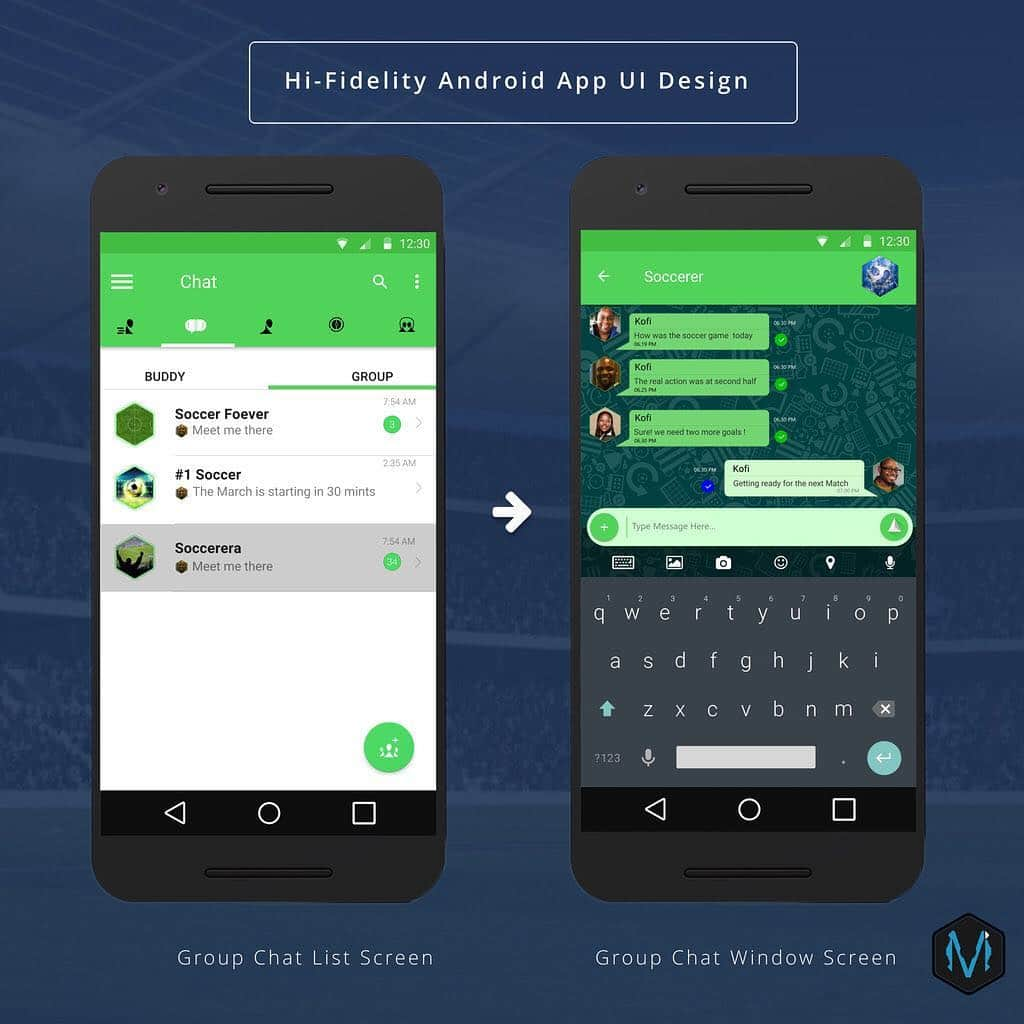 Mockups Interactiveさんのインスタグラム写真 - (Mockups InteractiveInstagram)「Hi-Fidelity Android APP UI Mockup Design ✏️📐📏[📲Group chat list & chat window Screen ] #miworx #androidapp #materialdesign #uidesign #uxdesign  #uirefram  #design #interface #userinterface #userexperience #ux #webdesign #graphic #graphics #graphicdesign #pixel #webdesigner #uidesign #creative #color #vector #ghanabusiness #Ghana #Accra #ghanaart#uiuxgh」2月19日 9時19分 - mockupsinteractive