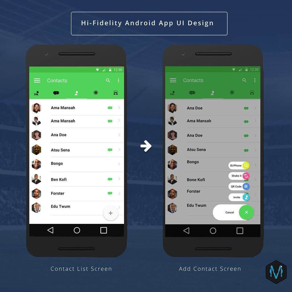 Mockups Interactiveさんのインスタグラム写真 - (Mockups InteractiveInstagram)「Hi-Fidelity Android APP UI Mockup Design ✏️📐📏[📲Contact list Screen ] #miworx #androidapp #materialdesign #uidesign #uxdesign  #uirefram  #design #interface #userinterface #userexperience #ux #webdesign #graphic #graphics #graphicdesign #pixel #webdesigner #uidesign #creative #color #vector#uiuxgh」2月19日 9時14分 - mockupsinteractive