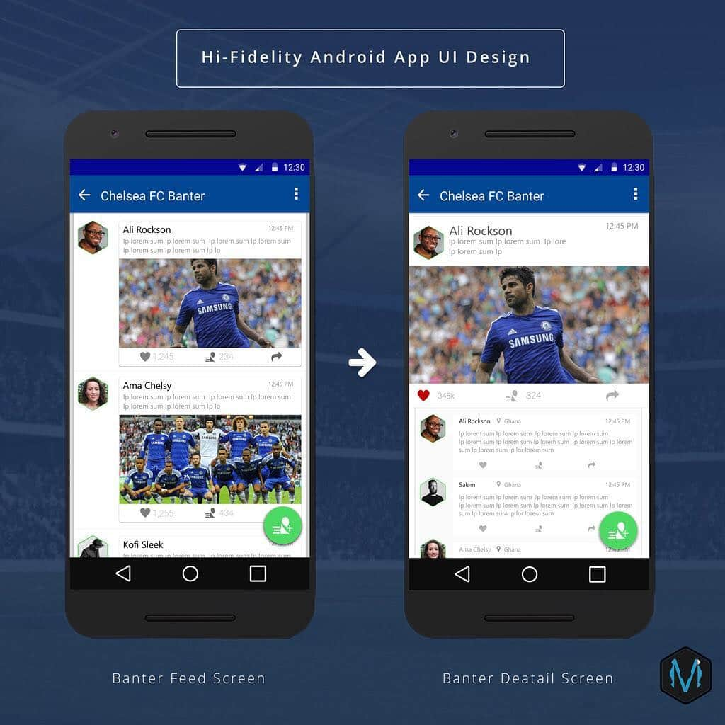 Mockups Interactiveさんのインスタグラム写真 - (Mockups InteractiveInstagram)「Hi-Fidelity Android APP UI Mockup Design ✏️📐📏[📲Banter feed Screen ] #miworx #androidapp #materialdesign #uidesign #uxdesign  #uirefram  #design #interface #userinterface #userexperience #ux #webdesign #graphic #graphics #graphicdesign #pixel #webdesigner #uidesign #creative #color #vector #ghanabusiness #Ghana #Accra#uiuxgh」2月19日 9時29分 - mockupsinteractive