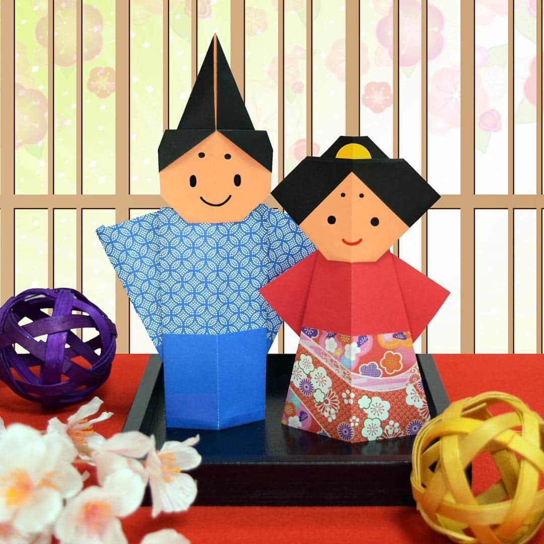 おりがみくらぶのインスタグラム：「3月3日はひなまつりですね。お子様の年齢に合わせて様々な難しさの雛人形をご用意いたしました。「たちびな」 #ひなまつり #ひな祭り #雛祭り #桃の節句 #折紙 #折り紙 #おりがみ #おりがみくらぶ #origami #OrigamiClub」