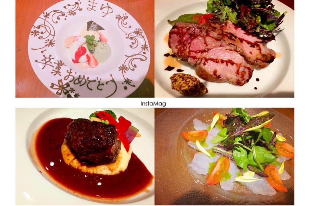 門田茉優のインスタグラム：「ねーちゃんに卒業祝いでご飯連れて行ってもらいました😊 デザートはサプライズだった😳😳 ねーちゃんありがとう〜〜💓 #卒業 #sister #dinner」