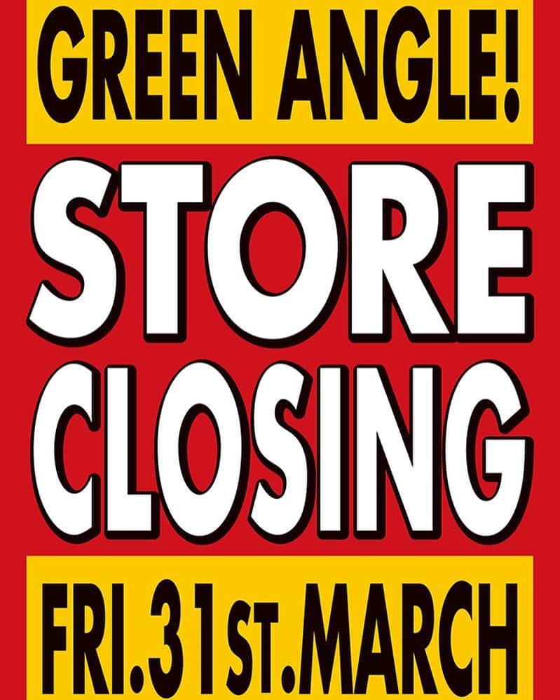 GreenAngleさんのインスタグラム写真 - (GreenAngleInstagram)「いつも当店をご利用頂き、 誠にありがとうございます。 この度、GREEN ANGLE実店舗を 3月31日をもちまして閉店させて頂く運びとなりました。  急なお知らせとなってしまいました事を深くお詫び申し上げます。  2012年にOpenしてから約5年間、 沢山のお客様にご利用、ご来店頂き言葉では言い表せない程の感謝の気持ちでいっぱいです。  本当にありがとうございました!! 3月３１日までの1ヶ月間、 スタッフ一同元気に営業しております。  お時間ございましたら、 是非Green Angleまで 足を運んで頂けましたら幸いです。  なお、Online Storeの運営は4月以降も継続してまいりますので 引き続き宜しくお願い致します。  Green Angle 宇田川、置田」3月2日 18時50分 - green_angle_mensstore