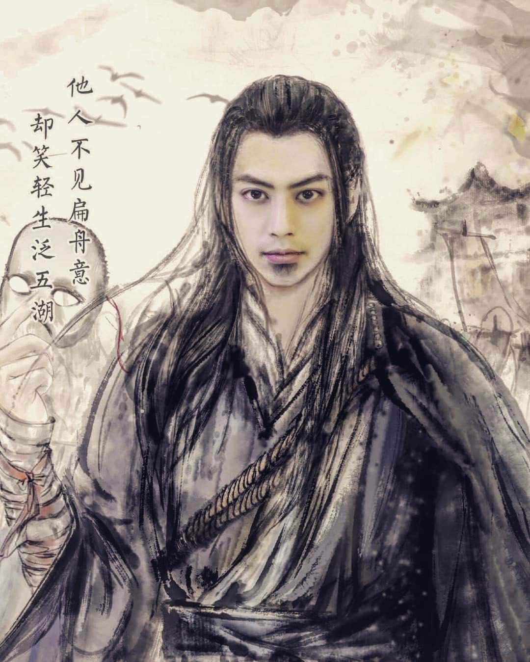 孝介のインスタグラム：「これくらい振り切ってロン毛にしたら サムライ感増すよね。笑 あと何年かかるんだろ（笑）  #hairstyle #longhair #侍 #ロン毛 #斬波 #zanpa #japan #昭和」
