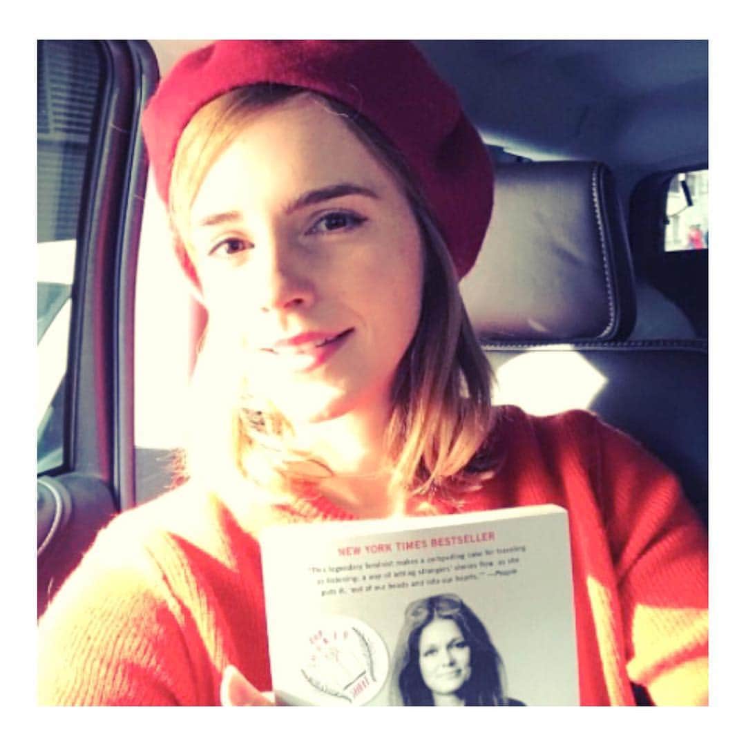 エマ・ワトソンのインスタグラム：「Today I'm a red-striking ninja book-fairy out to spread some wise women's words. Happy International Women's Day! @bookfairiesworldwide #IWDOurSharedShelf #IWD #ADayWithoutAWoman」
