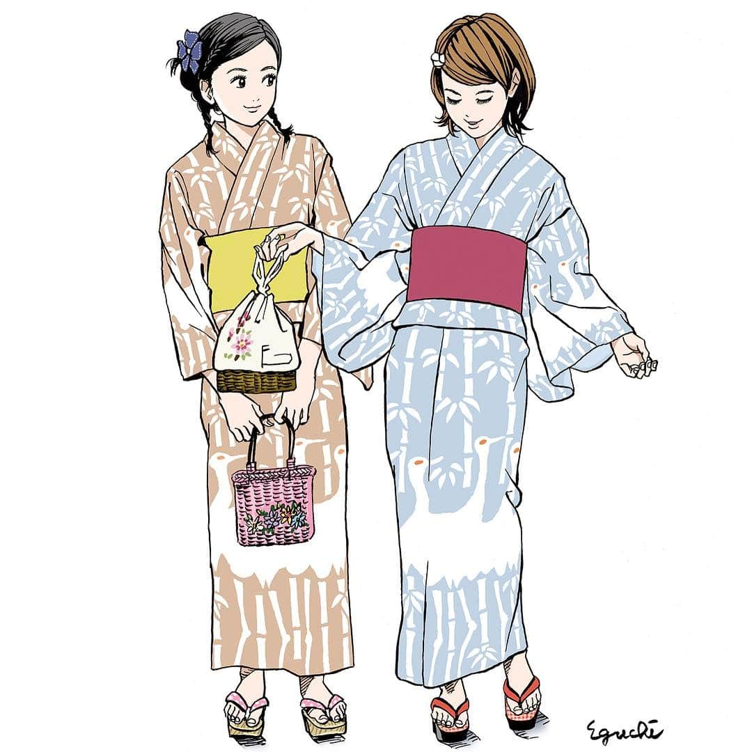 江口寿史さんのインスタグラム写真 - (江口寿史Instagram)「Jan.2013 #illustration #artwork #yukata #kimono #japan #bandedessinee #comicart」3月15日 7時05分 - eguchiworks