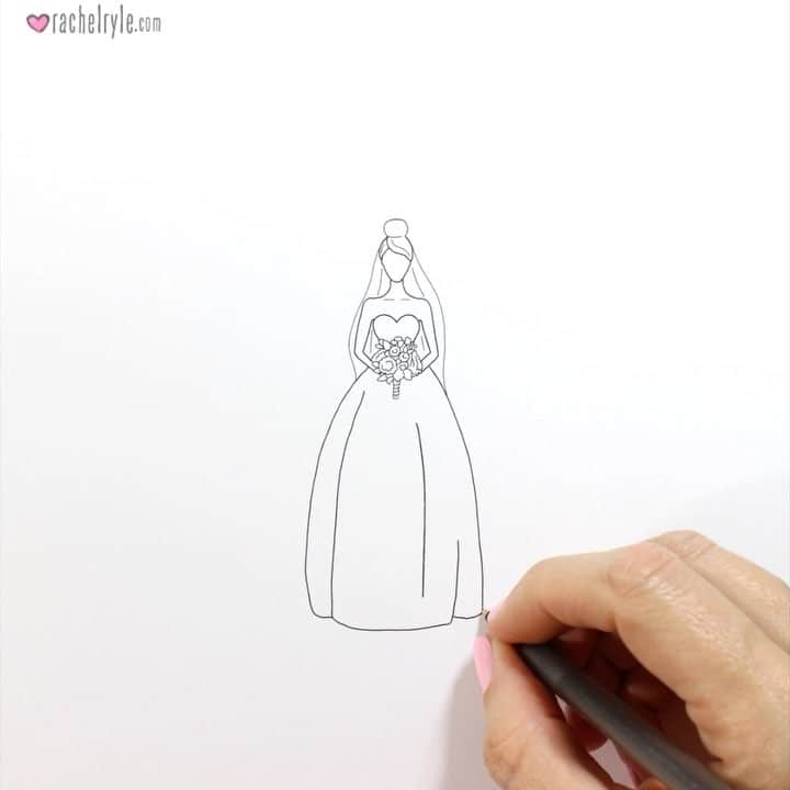 Rachel Ryleのインスタグラム：「Here comes the bride…and some wedding cake, too! It’s about time I busted out a wedding animation, don’t you think? With springtime comes love & marriages galore. Here’s my way to celebrate any & all upcoming weddings. While I wish I could join you on the reception dance floor, I’ll raise my illustrated champagne & send you a wedding toast from afar! I hope you all enjoy this animation & that it brings a smile to at least one bride out there. I enjoyed making this piece so much that I’ve also made an iOS “Wedding” Sticker Pack! Many of these illustrations are in it. Check out the full collection by clicking on the link in my bio. Last but not least, are you ready to find today’s hidden emoji? It’s pretty easy to find, but you may miss it if you’re not paying attention. See if you can find the: 💒! #ispyemojis #stopmotion #animation #art #drawing #illustration #cartoon #instavid #instavideo #wedding #love #marriage #bride #bouquet #engagement #weddingcake #champagne #weddingday  #💒 #💍 #👰 #💕」