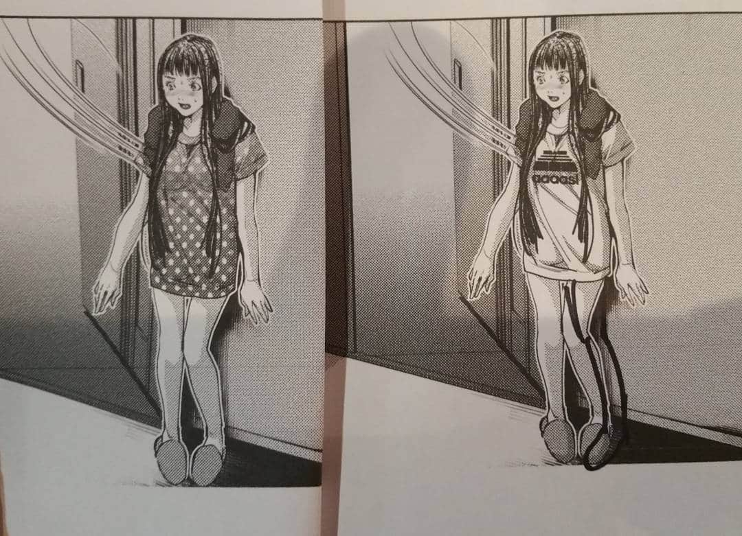 宮崎摩耶のインスタグラム：「ブラッシュDC、澄香の服の模様、左が女の子っぽい水玉で、右がスポーティーなアデ○ダス風。服の模様でイメージ変わりますなー！リアルの世界だと もっと印象変わってくるんですかねぇー。  私は右のほうが好きだー＼(^o^)／ #ブラッシュ　#漫画　#今日のコーデ　#ootd👗 #足元倶楽部　#二次元　#イメージ　#服　#おしゃれさんと繋がりたい　#instagood  #17ss　#単行本　#もうすぐでるよ」