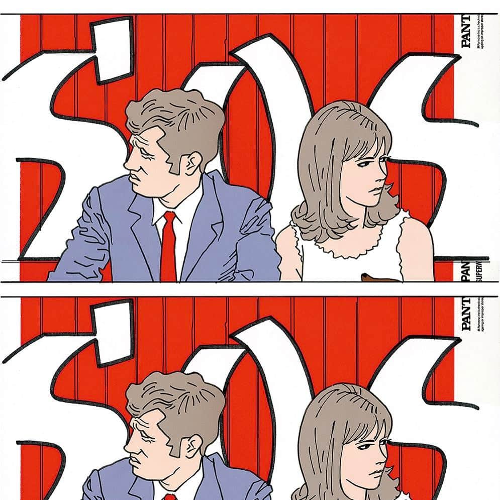 江口寿史さんのインスタグラム写真 - (江口寿史Instagram)「Feb.1995 Belmondo & Anna Karina #illustration #artwork #90s #cinema #pierrotlefou #bandedessinee #comicart」4月14日 22時27分 - eguchiworks