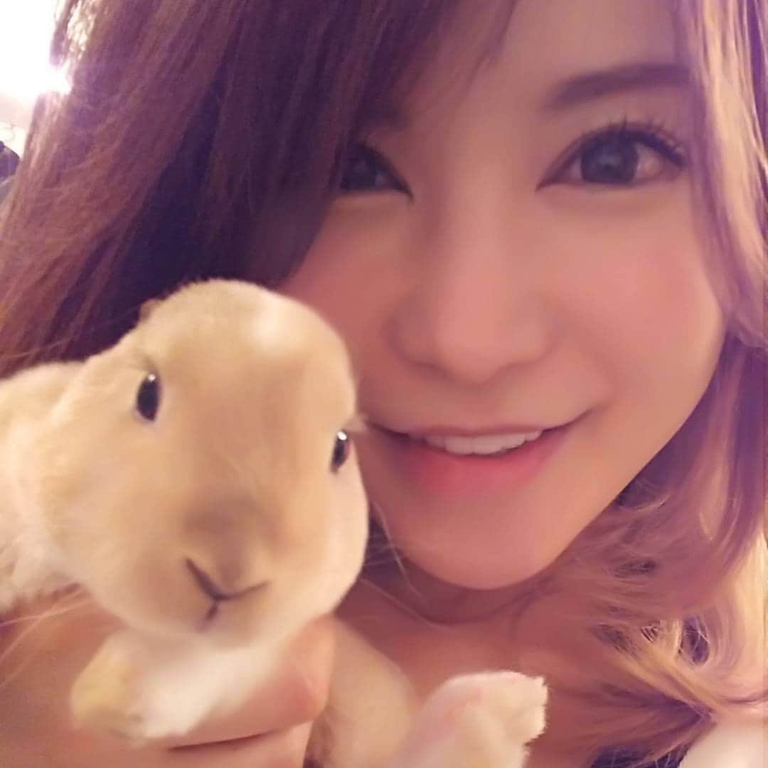 里美ゆりあのインスタグラム：「元々チョコと一緒に暮らしてた子もマイHouseへ☺♥ #りんちゃん#チョコと仲良し#家族」