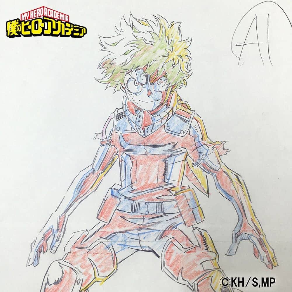のインスタグラム：「TVアニメ『僕のヒーローアカデミア』新シリーズ原画。4/8(土)夕方5:30「うなれ体育祭」放送！読売テレビ・日本テレビ系全国29局ネットにて #僕のヒーローアカデミア #myheroacademia #heroaca_a #少年ジャンプ #shonenjump #アニメ #anime #緑谷出久 #デク #izukumidoriya #DEKU #日テレ #YTV #毎週土曜日 #everysaturday」