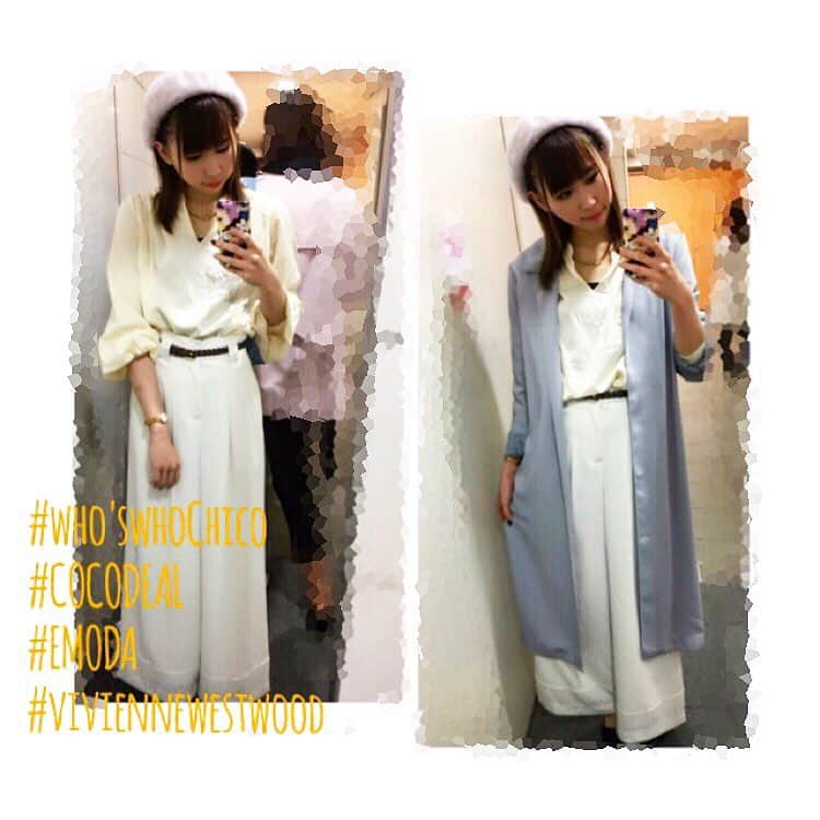 佐伯かなのインスタグラム：「しろしろしろ～～～雨の日に白は完全なるミスだね😂 ･ ･ ･ #tops #白シャツ #Ｖネック #whoswhochico  #pants #ワイドパンツ #cocodeal #ロング丈 #チェスター #EMODA #ベレー帽 #ファー #necklace #ネックレス #accessory  #viviennewestwood #腕時計 #katespade #shoes #ファーパンプス #私服 #outfit  #CANDYGOGO  #idol #instagood #selfie #japanesegirl #ff #me #followme」