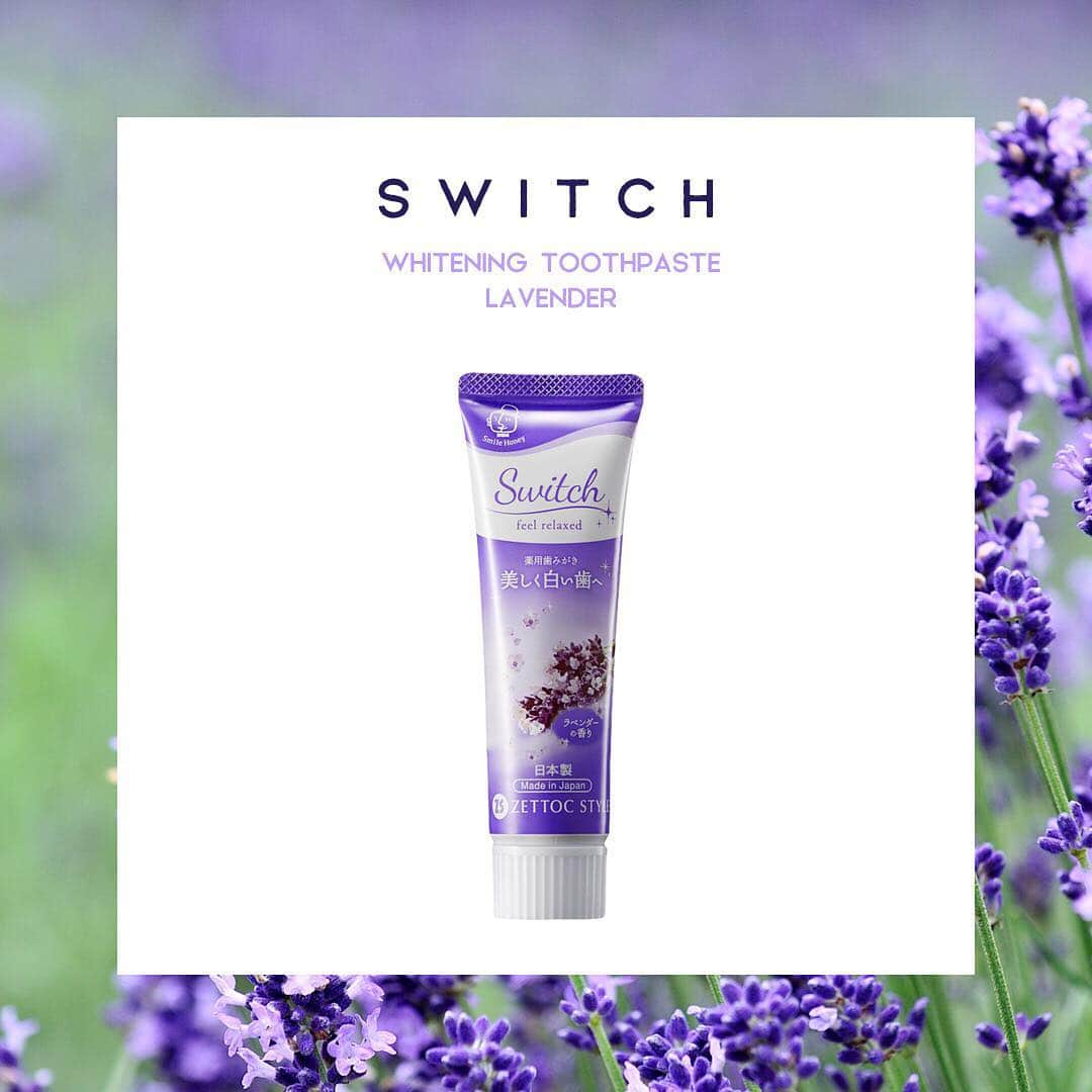 Nippon Zettoc Co.,LTDのインスタグラム：「Switch is a new toothpaste series which focuses on the impact on our emotions while providing excellent functionality in form of daily whitening. #zettocstyle #toothpaste #smile #lifestyle #whiteteeth #japan #oralcare #healthy #aroma #switch #lavender #followme #instagood #instalike」