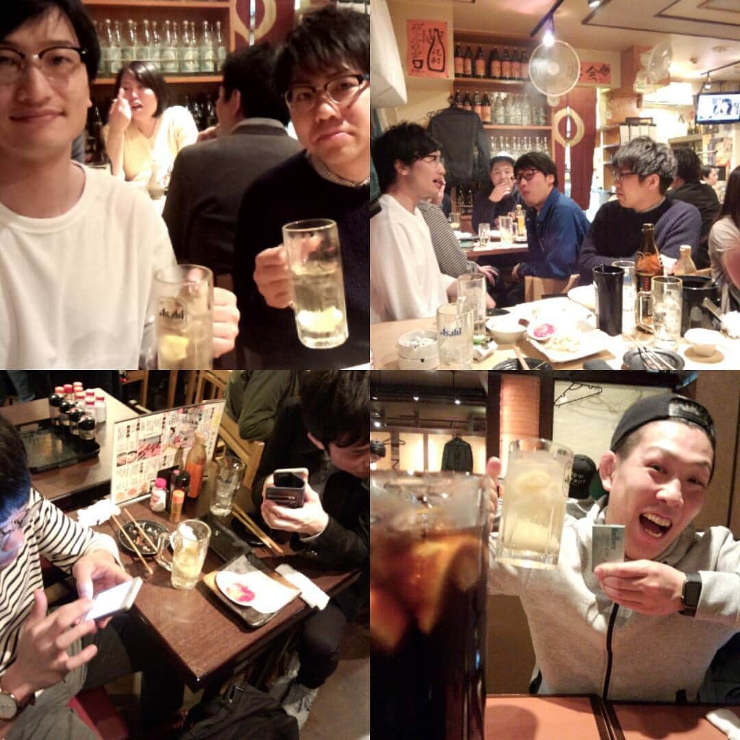 吉本拓さんのインスタグラム写真 - (吉本拓Instagram)「ライブ終わり、行きつけの居酒屋で左上の２人と飲んでたら　#結局みんな来て右上の写真　#たまたま左下の２人も来て　#今は二件目で右下の写真。 #ダイタク　#相席スタート山添　#同期作家斉川　#ネルソンズ和田　岸　#インディアンス木村　#西村ヒロチョ　#ネルソンズ青山」4月23日 0時37分 - daitakutaku