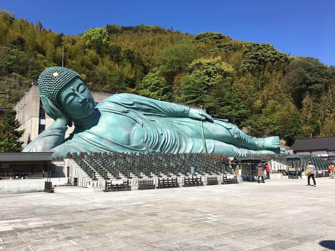 長崎バス観光のインスタグラム：「篠栗南蔵院の涅槃像です。圧倒的な大きさは一見の価値あり！ #篠栗南蔵院 #涅槃像 #あじさいツアー」