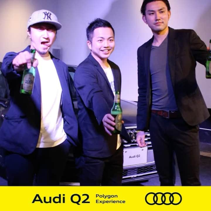 山田佑のインスタグラム：「#audi のpartyにウッチーさんに招待していただきcuwetyの美容師兼photographerの @imaiyutaro と#audi の @o_tomo16 と行ってきたよー🚗 . . 楽しかった〜😄😄😄 . . 色々仕事の勉強にもなった💐 . . #広告代理店 #PR会社 #キャスティング #インフルエンサー #party #q2polygon #SNSnap #車 #クリエィティブ」