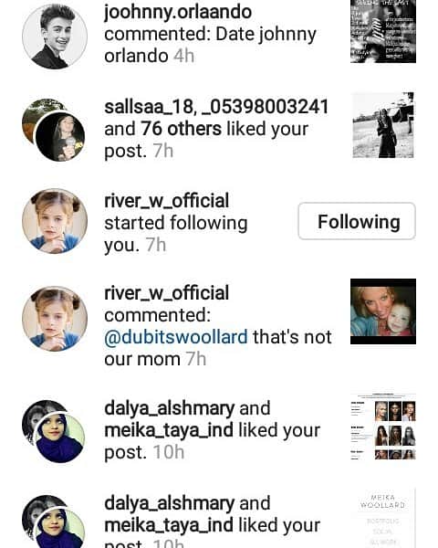 メイカ・ウーラードのインスタグラム：「ok she's follow me back😳 what"s she's follow me back thanks @river_w_official」