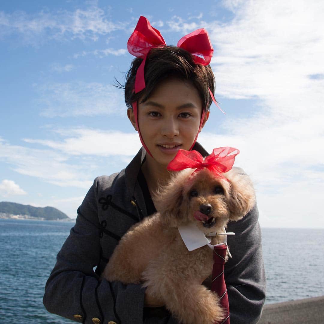 兄に愛されすぎて困ってますのインスタグラム：「＼春のオフショット祭り🌸／ リボン千秋&ショコラ🐶  #今日は #みどりの日 #みどりといえば #美丘千秋役の #草川拓弥 さん💚 #超特急 💚 #ショコラはネクタイも 👔 #あすも晴れますようにー！ #兄に愛されすぎて困ってます #兄こま #映画は6月30日金曜日公開  #ドラマは毎週水曜深夜放送中」