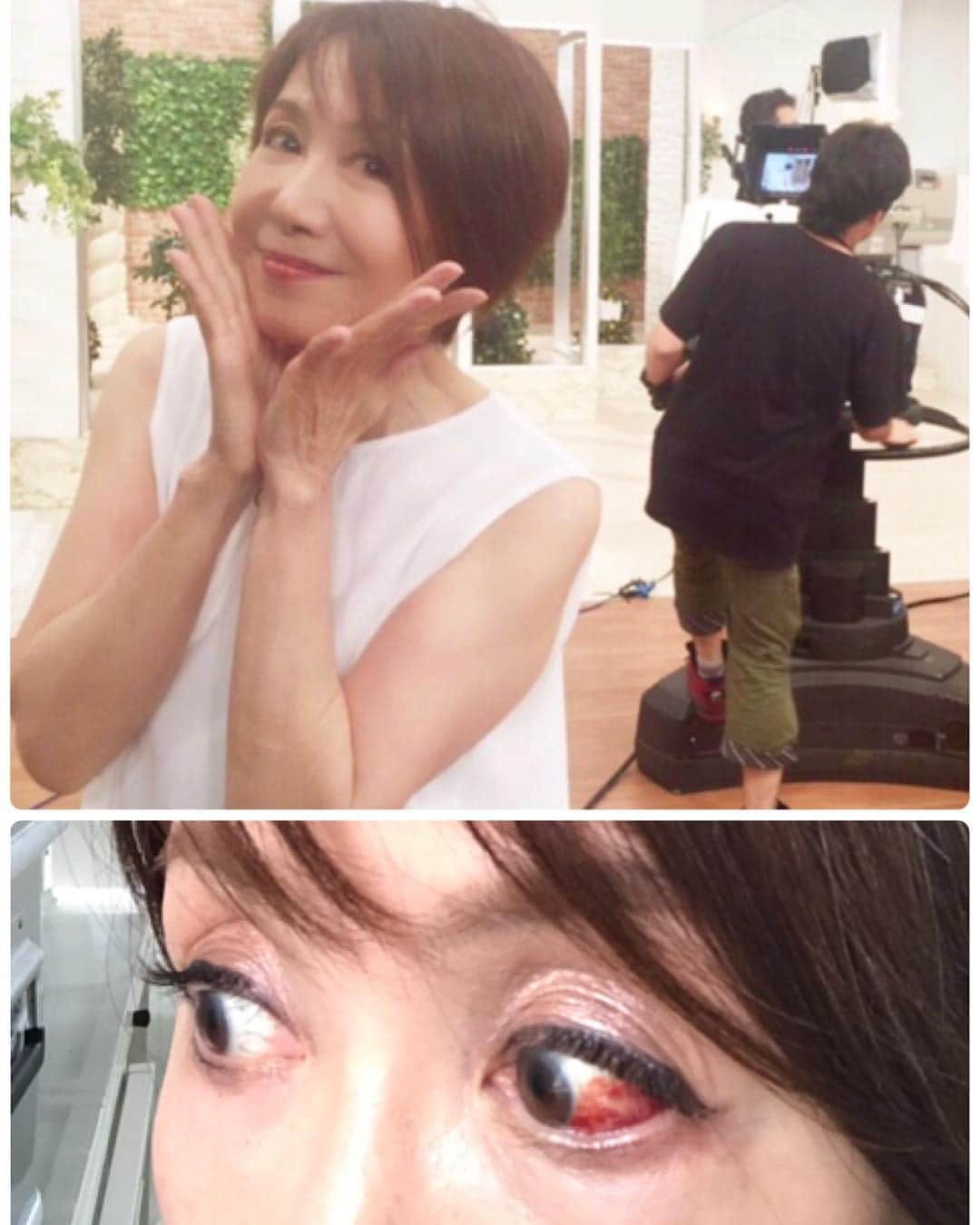 奈美悦子さんのインスタグラム写真 - (奈美悦子Instagram)「テレビ東京のスタジオ収録。実は4日前からこんな眼に！結膜下出血とか、今年2回目💦💦💦#結膜下出血#収録#テレビ東京#怖い眼#悲しい」6月2日 15時42分 - nami.etsuko