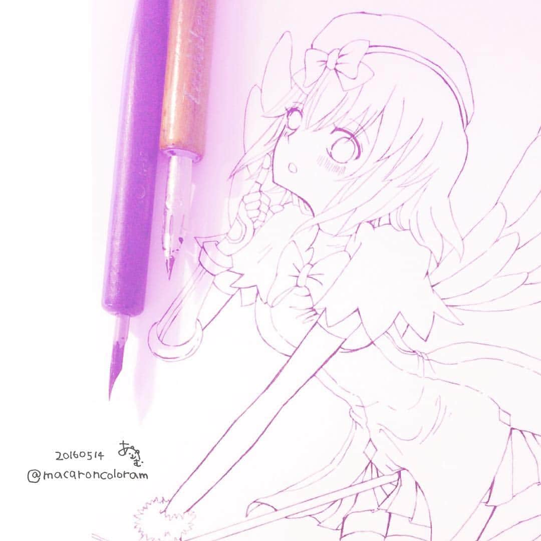 愛あむのインスタグラム：「#白猫プロジェクト 温泉マールの #アナログイラスト ペン入れまで💗描かせていただきました\( 'ω')/ イラストの線画はいつも漫画で使うような丸ペンやGペンで描いています\( 'ω')/ #illust #illustration #kawaii #イラスト #絵 #drawing #shironekoproject #白猫  #gamegirl #マール #mydrawings #art #instaart #落書き #paint #illustrator #painting #instadraw #sketch #manga #kawaiiart #inkdrawing #inktober  #mangaart」
