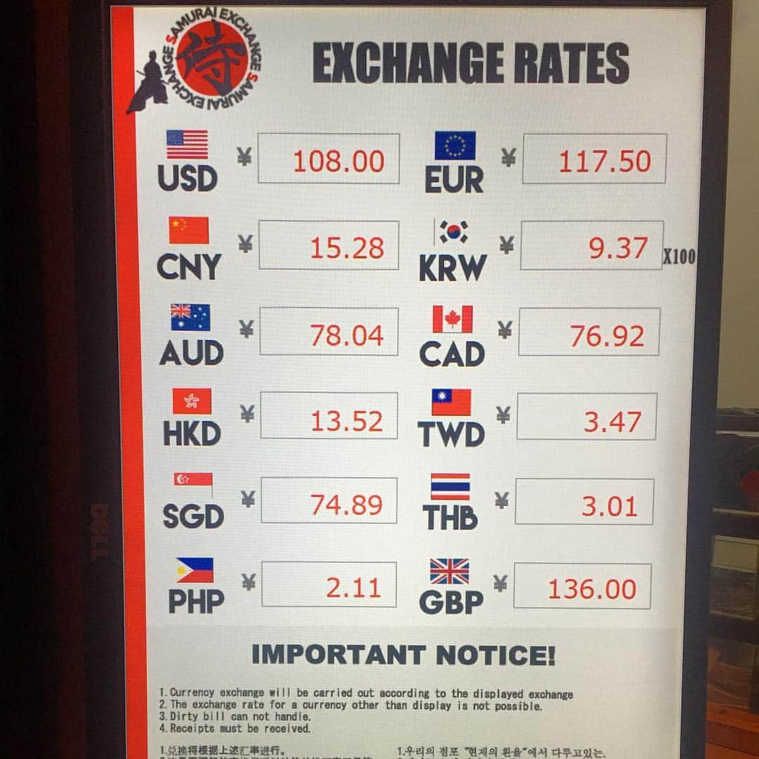 外貨両替専門SHOP【SAMURAI EXCHANGE】のインスタグラム：「日幣持續貶值，趁現在買進吧！ #currencyexchange #dotonbori #exchange #foreigncurrency #foreigncurrencyexchange #foreignexchange #japan #japanese #japaneseculture #japanesestyle #japanexchange #japanlover #japantour #japantravel #japantrip #japantrip2017 #kansai #kansaiairport #momey #okonomiyaki #osaka #osakajapan #shinsaibashi #takoyaki #travel #traveling #trip #vacation #namba」