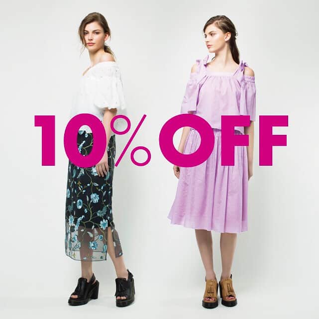 The Virgniaのインスタグラム：「【5/18(Thu) 10％OFF START】 明日から期間限定10％OFFを開催致します!! 人気の刺繍Tシャツやオフショルダーブラウスも対象に‼︎ この機会に是非ご覧下さいませ。 ※Official Online Storeでの予約商品は対象外となります。 ＞＞開催店舗 ■Official Online Store→18日 0時～23日 12時まで ■ルミネ新宿店→18日～22日まで ※ルミネ新宿店ではルミネカードご利用の方が対象となります。 #TheVirgnia  #TheVirgniaOfficialOnlineStore #shinjuku #lumine #10パーオフ #Summer #New #Item」