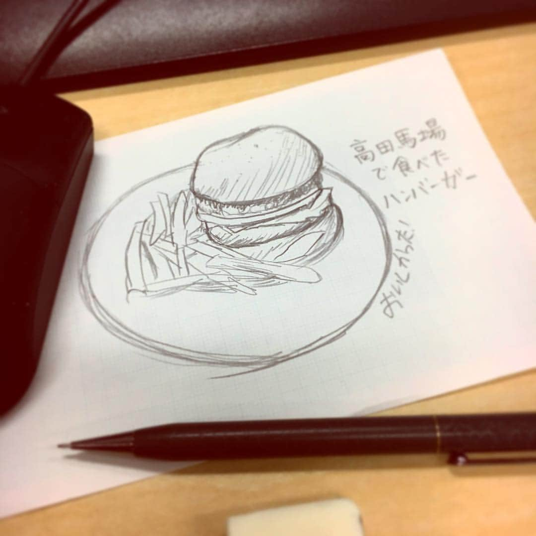 ゆるスケッチさんのインスタグラム写真 - (ゆるスケッチInstagram)「本日はハンバーガーのスケッチ！ 美味しかった記憶を忘れないように描いてみました。また行きたいな^_^  書籍『ノート・日記・手帳が楽しくなる ゆるスケッチ』好評発売中！インスタで「ゆるスケッチコンテスト」も開催中！詳しくはプロフィールのURLから。  #ほぼ日手帳 #ノート #鉛筆画 #落書き #絵日記 #手帳 #スケッチ#イラスト#sketchbook #illust #impress #ほぼ日 #ゆるスケッチの本 #ゆるスケッチ本#手帳の中身 #手帳タイム#ハンバーガー#おいしい #グルメ#高田馬場#sketch #たべもの #イラスト練習中」5月18日 17時53分 - yuru_sketch