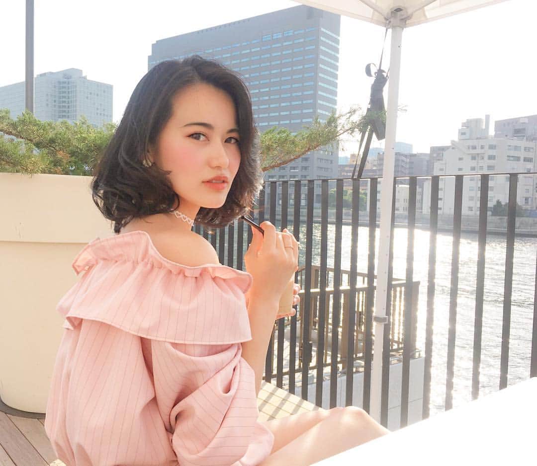 七尾エレナのインスタグラム：「🍹🌞✨ ＊ ＊ ＊ ＊ ＊ ＊ ＊ ＊ ＊ tops☞@hanilook.official (el-17672) ＊ #sunday #ootd #hanilook #PR」