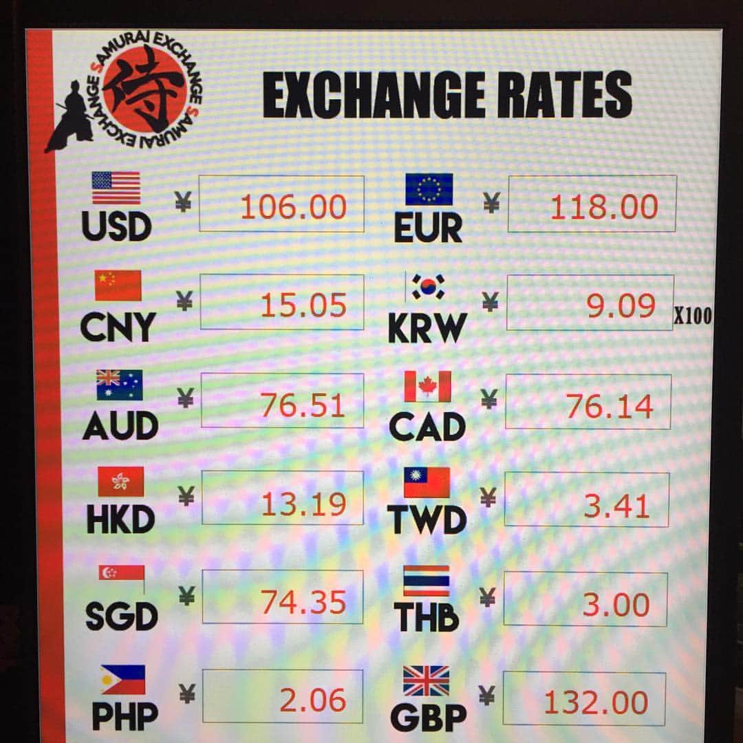 外貨両替専門SHOP【SAMURAI EXCHANGE】のインスタグラム