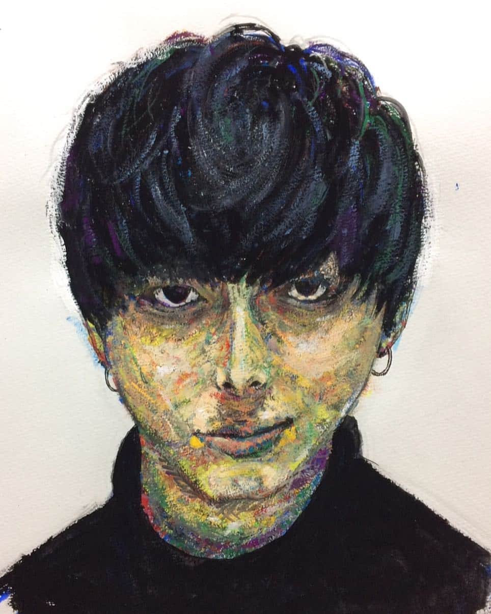 原田桂佑のインスタグラム：「『Tomohito Gyoutoku(ぎょーとく)』 #鉛筆画 #ボールペンイラスト #アクリル絵の具 #絵 #イラスト #ドローイング #スケッチ #アート #ポートレート #役者 #俳優 #イケ家 #行德智仁 #pencildrawing #acrylicpaint #illustration #drawing #sketch #art #portrait #actor」