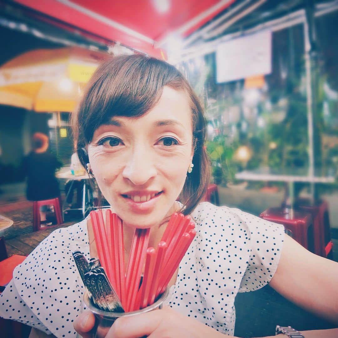 室伏由佳のインスタグラム：「Asian food🍴🍜 #アジアン食堂 #パクチー #packche #koriander  #asian #asianfood #ともだち #friends #friendship #niceevening #💗」