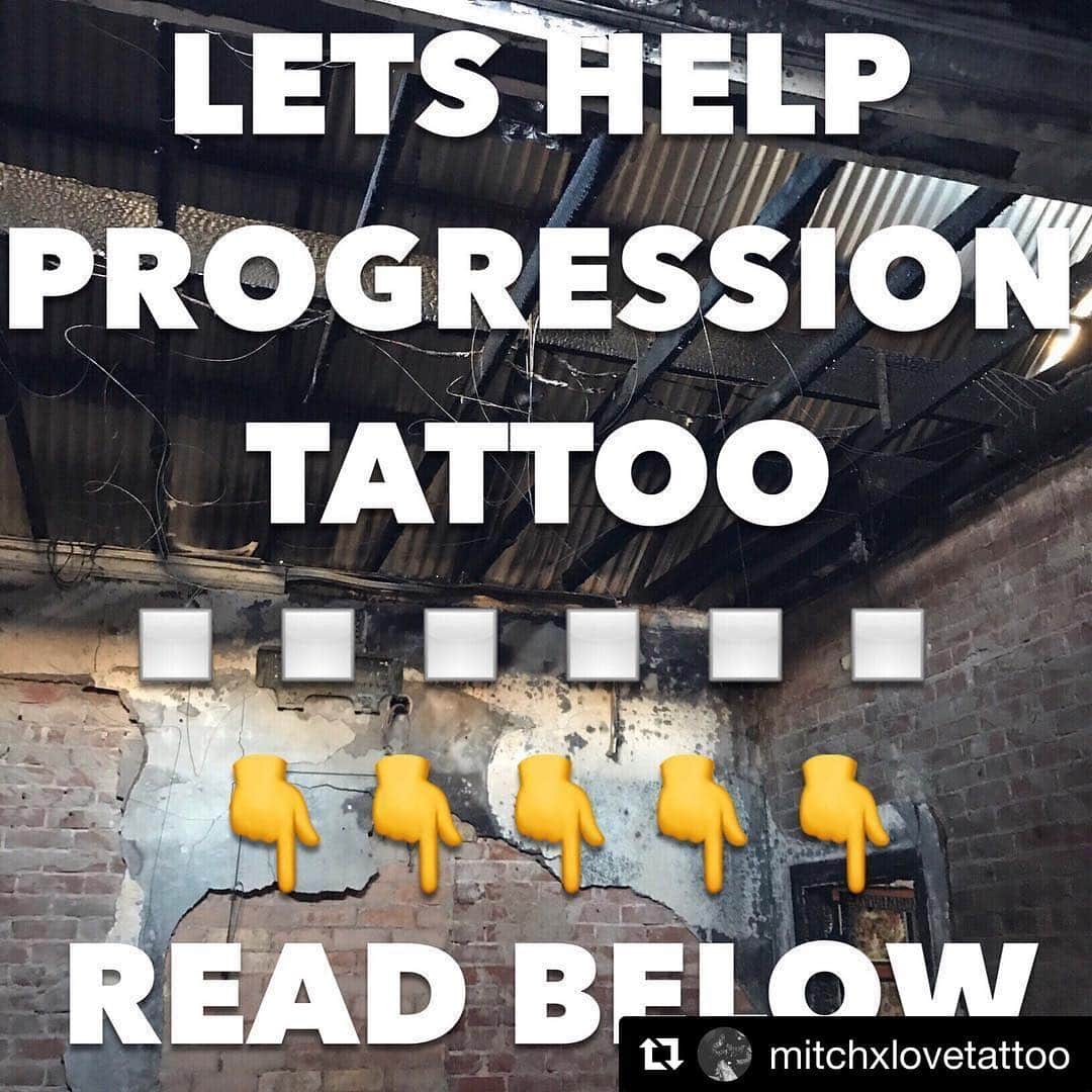 SHIGEさんのインスタグラム写真 - (SHIGEInstagram)「#Repost @mitchxlovetattoo (@get_repost) ・・・ If you hadn't heard the news, early Wednesday morning my best mate @mattdeversontattoo and his wife @sammy_devo had their tattoo shop @progressiontattoo firebombed in an attack on their livelihood. Not only these guys have suffered but everyone working for them has lost all their equipment to tattoo. I'm posting this in the hope that if you can help these guys out with - machines, power supplies and inks at the very least. They have no where to work and nothing to use. As you would understand this is a very stressful and sad time for all involved. If you want to help these guys we are taking any donations to help these guys at @withlovetattoo You can send stuff to us, drop it in or whatnot and we will get it down to the guys. They don't have a spot to work from at the moment so if everything comes to us we will get it to them personally! If you know Matt and Sam you know they did nothing to deserve this! Anything will help all of the guys in this situation. PLEASE REPOST!」6月16日 20時04分 - shige_yellowblaze