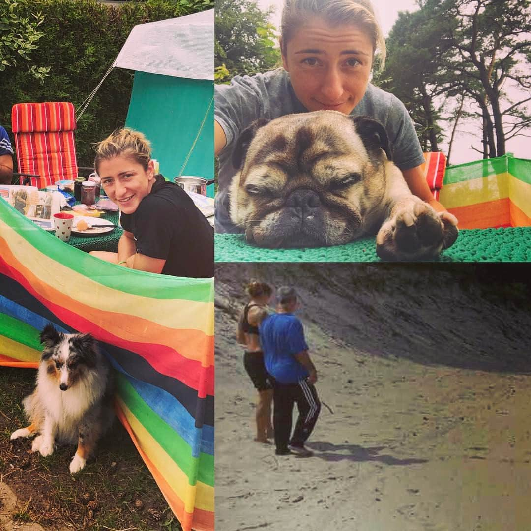 ビアンカ・シュミットのインスタグラム：「Kurzurlaub auf Usedom ☺️#usedom#zempin#camping#zelten#sheltie#mops#ostsee#elternbesuchen#entspannen#papa#jedesjahreinmal#rainbow」