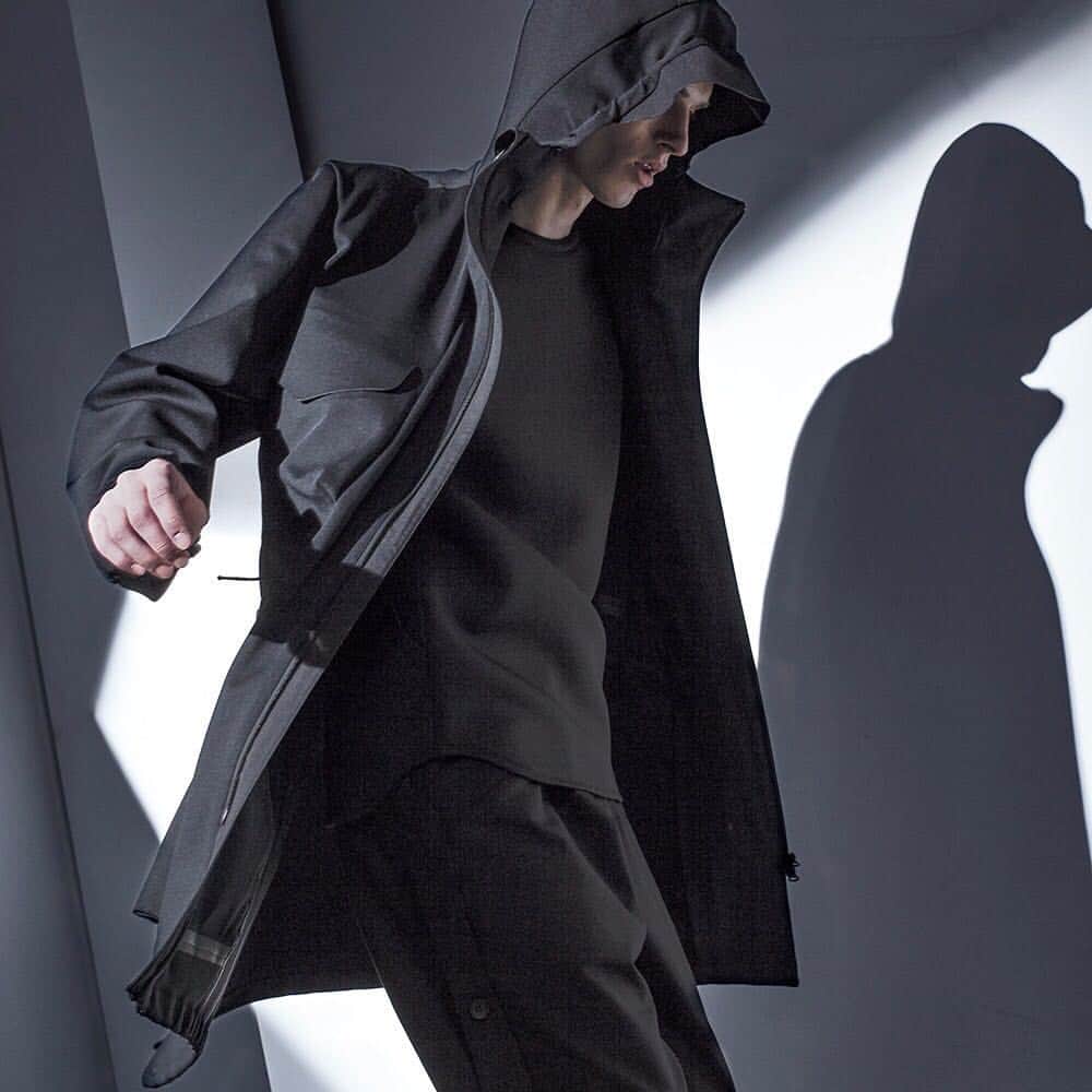 ワイスリーのインスタグラム：「The Y-3 Lux Future Sport Parka creates a formidable silhouette with its elongated shaping  and brimmed hood. #adidas #Y3」