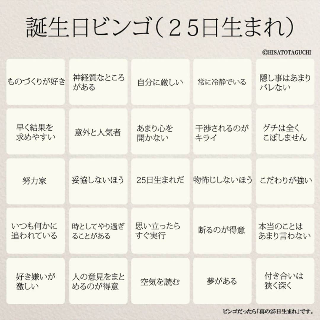 yumekanauさんのインスタグラム写真 - (yumekanauInstagram)「「誕生日ビンゴ（25日生まれバージョン）」本日お誕生日の方、おめでとうございます！もしも、まわりにお誕生日の方がいれば画像をプレゼントしてください。 . また、7月以外の#25日生まれ の方もチャレンジを。#血液型ビンゴ の結果と合わせてみると面白いかもしれません。 . . 7月25日の生まれの著名人には「#加藤清正 」「#西尾由佳理 」「#岡野雅行 」がいます。 . . . #誕生日ビンゴ#かき氷の日 #7月25日#25日#日本語勉強#占い」7月25日 5時39分 - yumekanau2