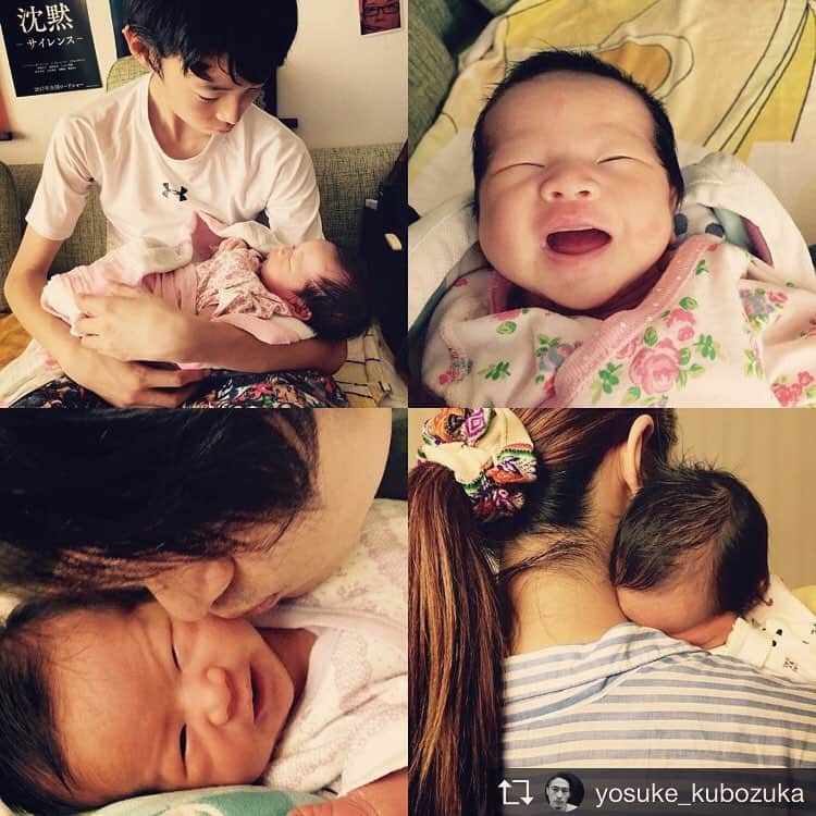 PINKYさんのインスタグラム写真 - (PINKYInstagram)「my family👨🏻👦🏻👶🏻👩🏻🌈❤️✨ . Repost from @yosuke_kubozuka . The baby girl two weeks have passed from birth. I got used to life with my new family little by little. From the ”Oshichiya” she gets up only once at night and we are thankful for sleeping until morning. I love our daily life, taste it, I am immersed in the lingering while sharing my joy with my beloved family and blessing colleagues. As I notice the wonderfulness of living again, I feel that the power comes from the bottom of my heart. Of course, let's motivate the gym in English conversation, better better now, create a best future, with the power of everyone with a warm heart.  2017.7.3. ・・・ #love #happy #family #baby #babygirl」7月3日 17時48分 - shanti_pinky_shanti
