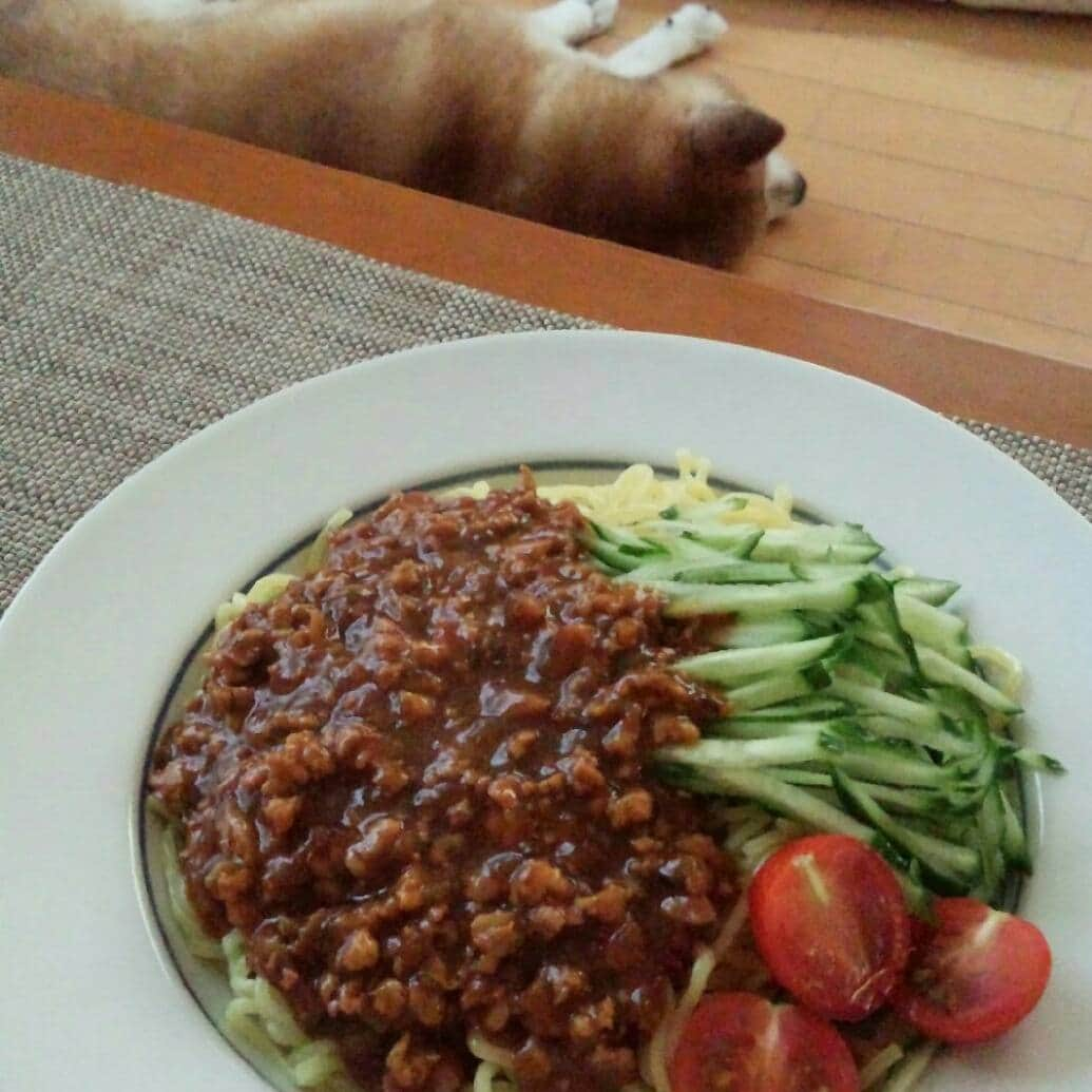 皆口裕子さんのインスタグラム写真 - (皆口裕子Instagram)「な～ん年ぶりかで作った ジャージャー麺をお昼ごはんに  お魚じゃないので、野乃は無関心  残った肉味噌は、今度レタスで巻いて食べよっと  暑い季節は何でも多めに作って、冷凍さ♪  #作り置き#柴犬#野乃#blinddog」7月12日 17時48分 - yuko_minaguchi