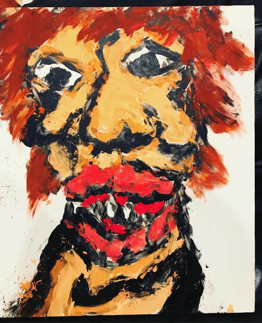 へきほーのインスタグラム：「「しゃちょー」  #ちんちん絵画 #ちんちんを筆して描きました #似顔絵」
