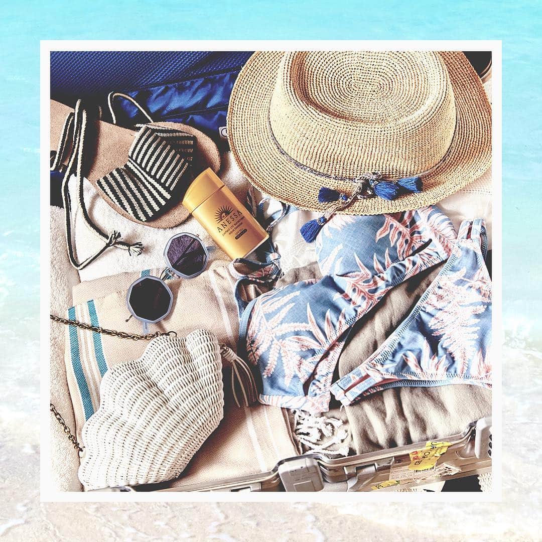 アネッサさんのインスタグラム写真 - (アネッサInstagram)「👙👝👗👡💓 もちろん #アネッサ も一緒です✨ ・ 👙：#ungrid_official #アングリッド 👝：#kayudesign #guavalava 🕶：#meganeandme #メガネアンドミー 👡：#somewear 👒：#ca4la #カシラ ハットに巻いたタイ：#chanluu #チャンルー #chanluujapan ・ #旅 #旅行 #海外旅行 #女子旅 #旅が好き #旅行好きな人と繋がりたい #instatravel #夏本番 #日焼け止め必須 #日焼け止め #紫外線対策 #美肌 #コスメ #anessa #資生堂 #shiseido」7月31日 18時08分 - anessa_official_shiseido