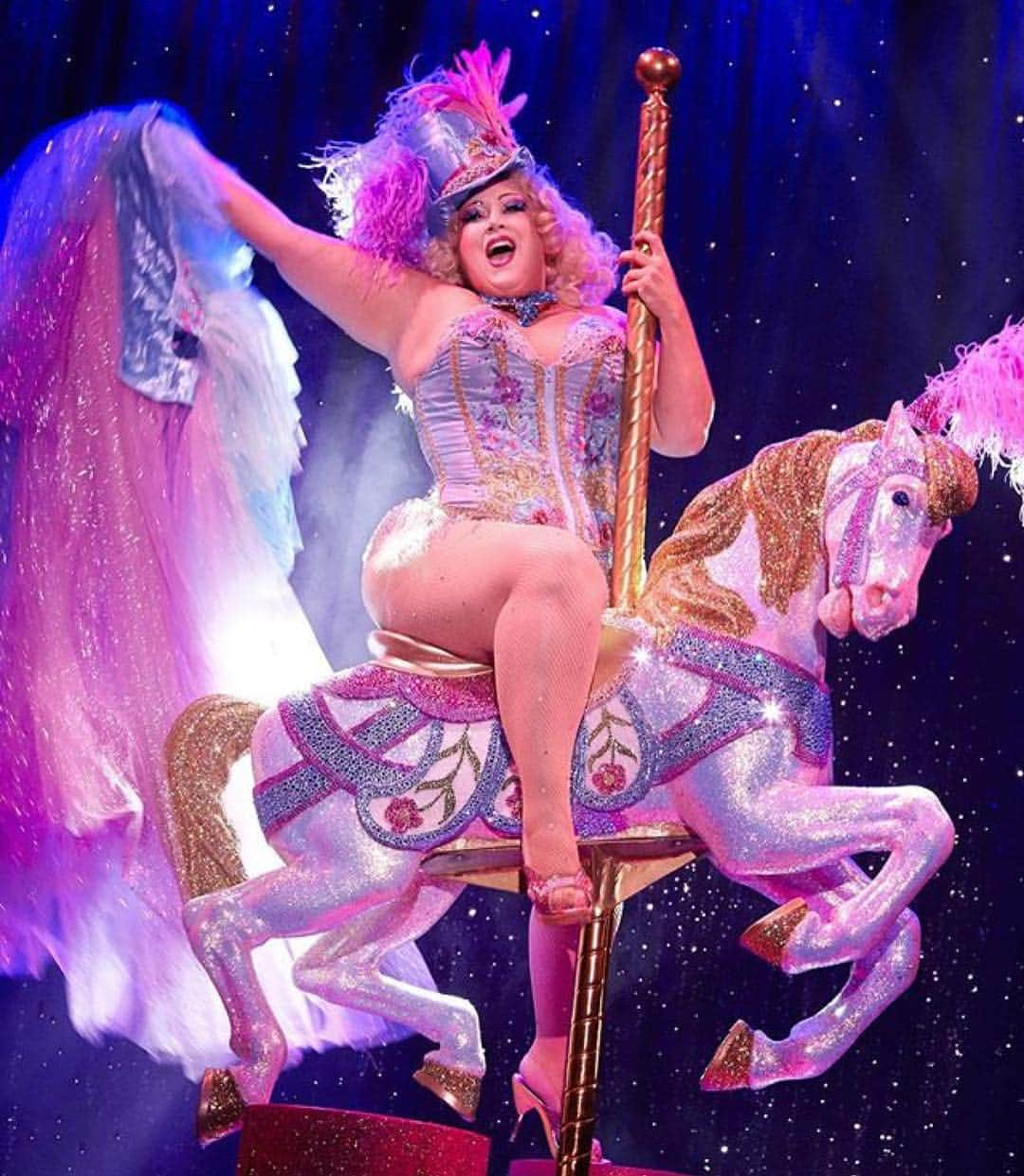 ディタ・フォン・ティースさんのインスタグラム写真 - (ディタ・フォン・ティースInstagram)「Fantastic shot of @dirtymartininyc by @sanchezzalba as she rides my #carouselhorse #burlesque prop in #artoftheteese ✨ This was one of my first big prop shows after the martini and champagne glasses and it brings me great joy to see her bring the house down every show! She's a true original that's made a her own #beautymark on the burlesque world and beyond. Get ready ...The Art of the Teese is coming to  #SanAntonio #Miami #Atlanta #Charlotte #Toronto #Montreal #NewJersey #Philadelphia with our all new show featuring @jonnymcgovernisyourdaddy from @heyqweentv @dirtymartininyc @jettadore @violetchachki @zeliarose @gingerleevalentine @elio__martinez and  @_alekpalinski Visit www.artoftheteese.com for ticket links」8月3日 0時08分 - ditavonteese