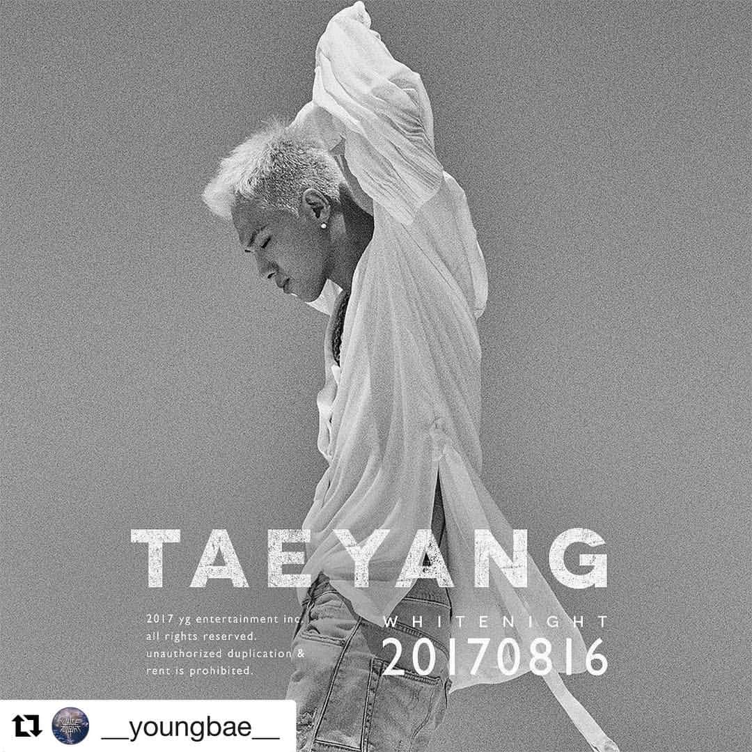 G-DRAGONのインスタグラム：「#Repost @__youngbae__ (@get_repost) ・・・ #TAEYANG #태양 #COMEBACK #NEWALBUM #WHITENIGHT #백야 #20170816」