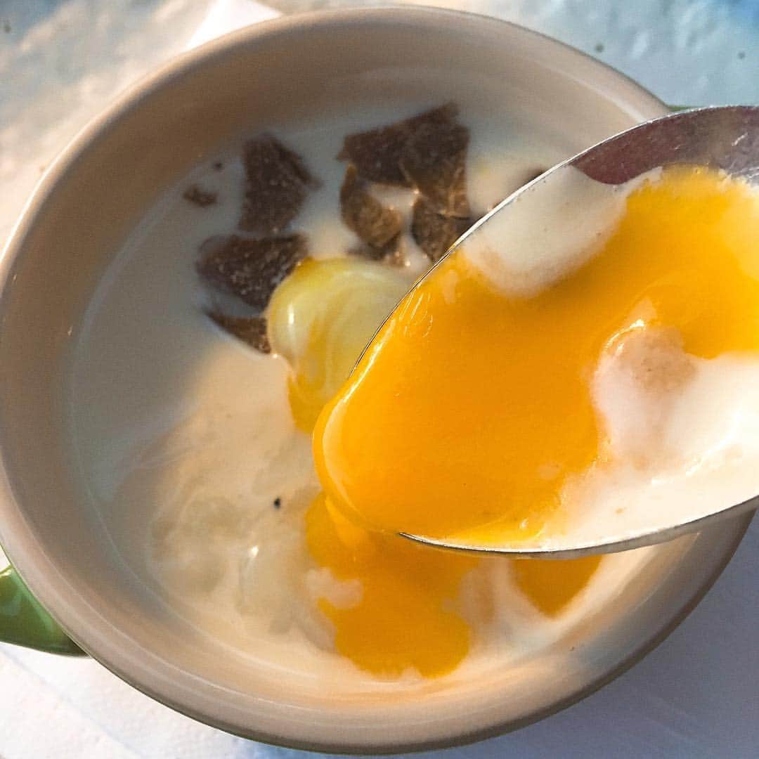 長谷川理恵さんのインスタグラム写真 - (長谷川理恵Instagram)「トロトロになったブラッータに半熟卵、仕上げにトリュフ。  #eggandcheese#cocotte#socreamy#foodstagram#capri#burrata#truffe#egg」8月7日 14時25分 - rie_hasegawa