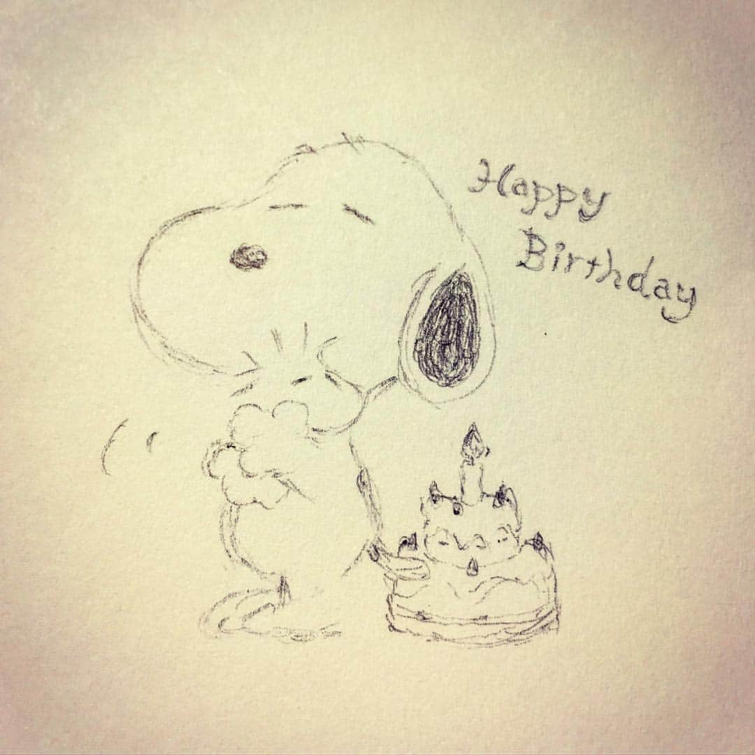 のインスタグラム：「SNOOPY Happy Birthday!! #SNOOPY #ボールペンで描いたよ」
