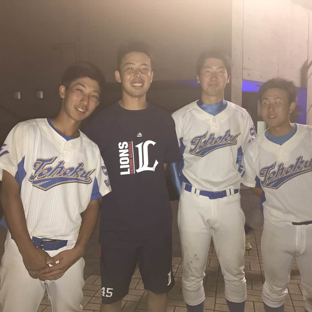 のインスタグラム：「いい経験をさせていただきました！ 楽しかったなぁ… 本田さんバケモンだったな😅 #西武ライオンズ #東北学院大」