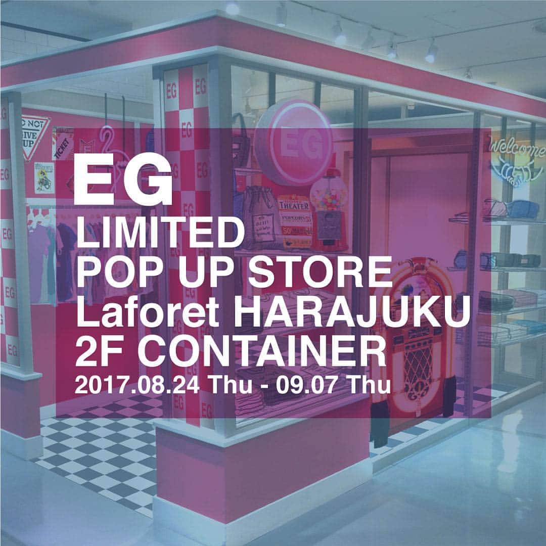 eg_styleのインスタグラム：「EG Limited POP UP STOREご入店に関しまして以下の通りとさせて頂きます。 ※開店前にお越しのお客様は午前8時30分に明治通り側の入口へお集まりください。 先頭でお待ちのお客様より係員が順次会場へご案内いたします。 ※整理券配布はありません。 ※午前8時30分以前はお並びいただけません。  EGオフィシャルオンラインストアでも同日より販売致します。  EG Limited POP UP STORE ■期間: 8月24日(木)～9月7日(木) ■場所: ラフォーレ原宿2F CONTAINER ■OPEN:11:00-21:00  #eg #egirls #egstyle #egfamily #laforet @laforet_h」